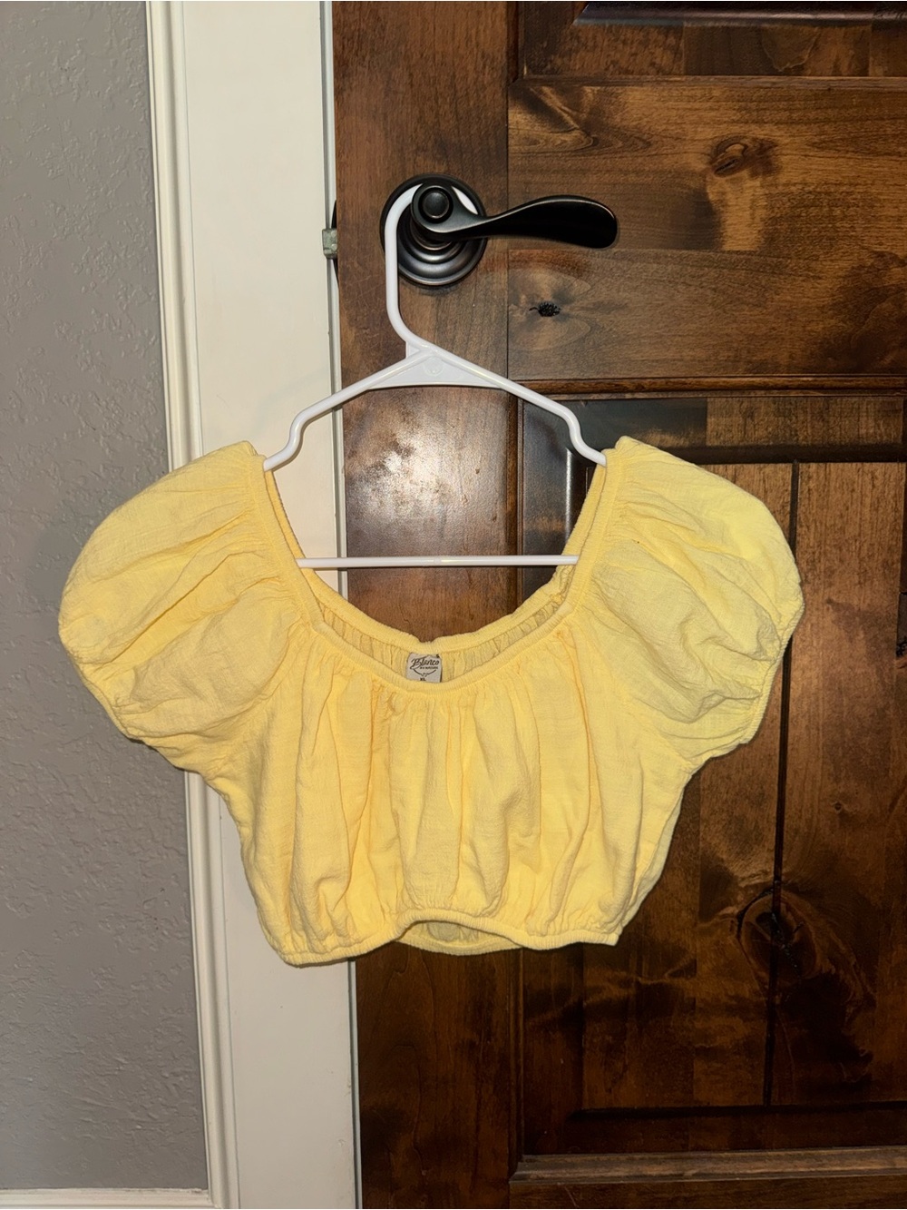 Puff Sleeve Cropped Top- yellow